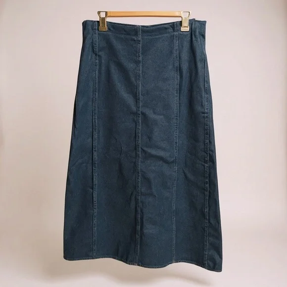 🆕 RECLAIMED VINTAGE vintage Dark Blue denim A-Line Skirt size 10 - Picture 2 of 10